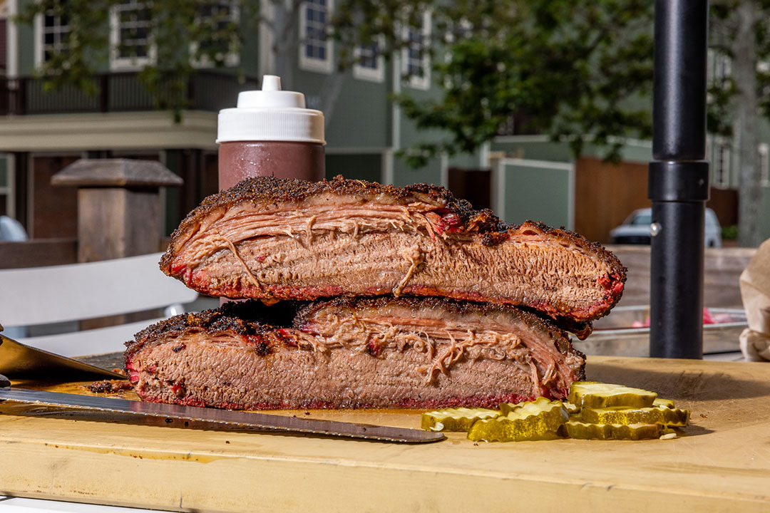 Slow-smoked brisket from Smokin' J's — the savory side of Serpentine Cider & Smokehouse.